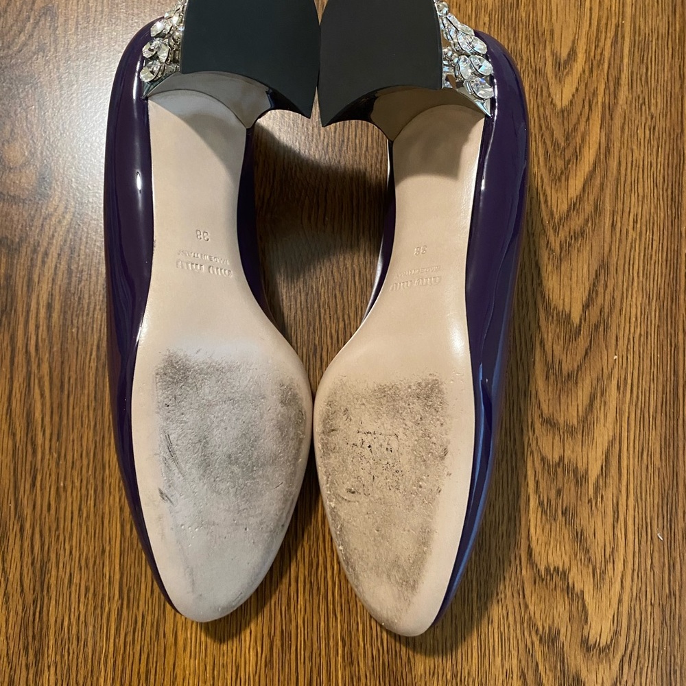 Miu Miu Patent Leather Block Heels With Crystal E… - image 4